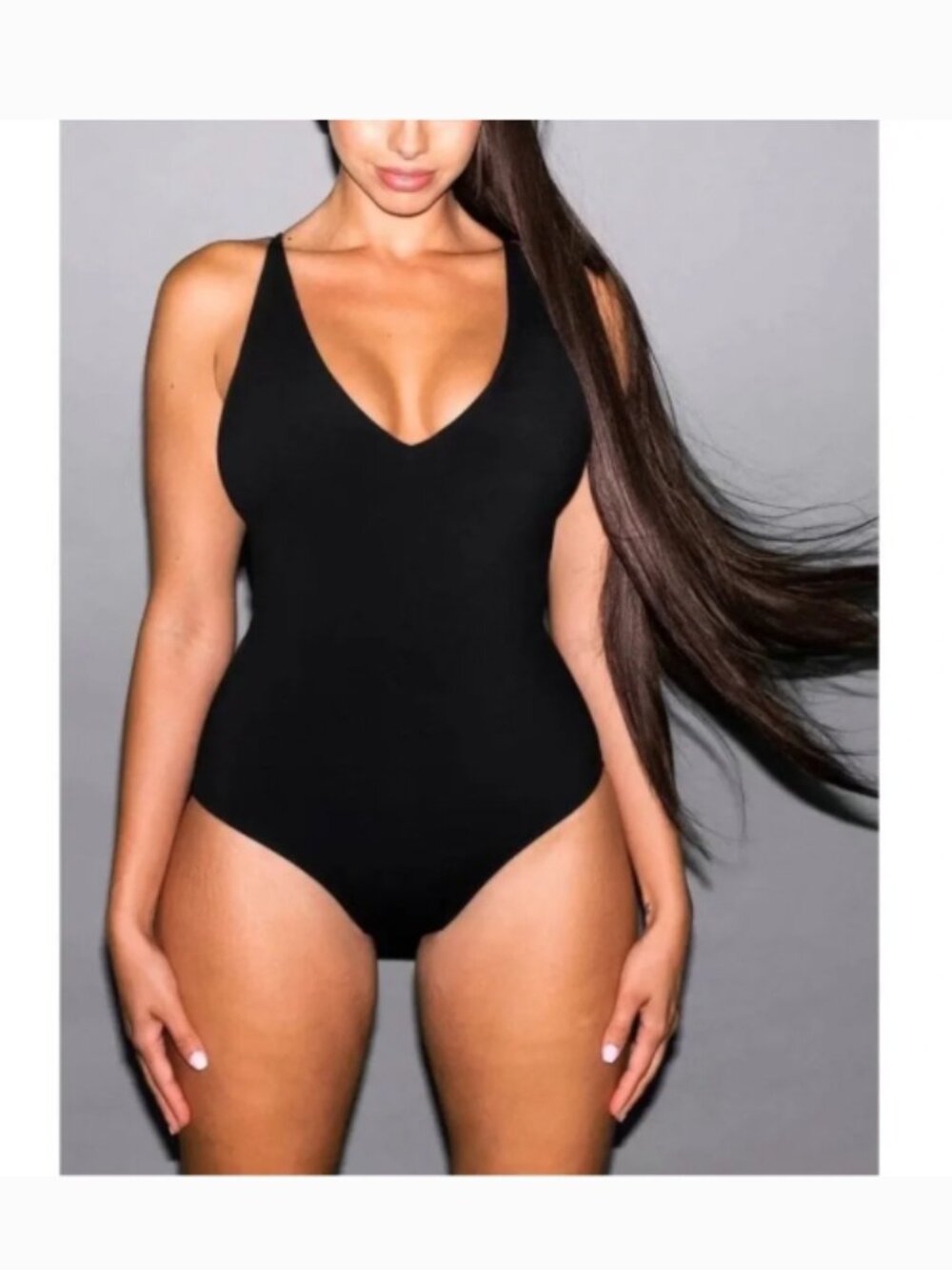 TA3 Plungey Mega Sculpting Lace Corset Classic Black One Piece Swimsuit XL Short